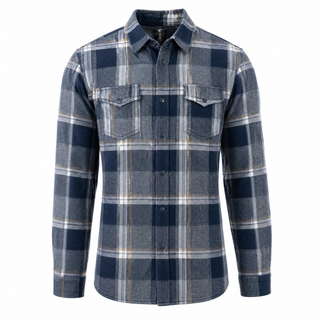 Buy indigo MENS L/S YD PLAID FLANNEL SNAP SHIRT - B8219