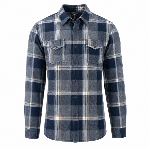 MENS L/S YD PLAID FLANNEL SNAP SHIRT - B8219