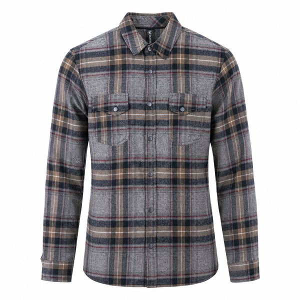MENS L/S YD PLAID FLANNEL SNAP SHIRT - B8219