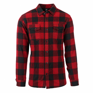 Buy red-h-black MENS L/S YD PLAID FLANNEL SNAP SHIRT - B8219
