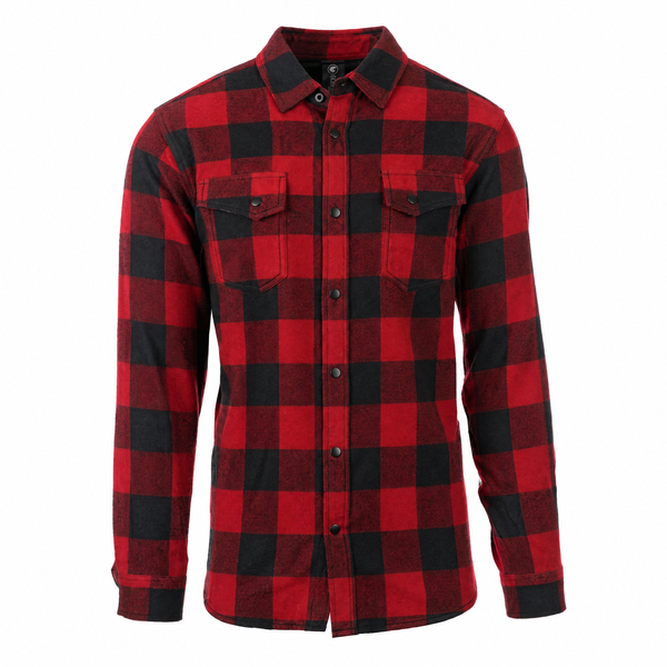 MENS L/S YD PLAID FLANNEL SNAP SHIRT - B8219