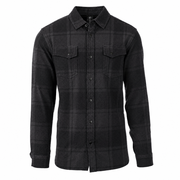 MENS L/S YD PLAID FLANNEL SNAP SHIRT - B8219