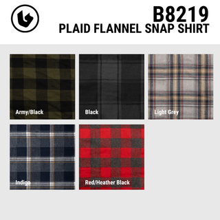 MENS L/S YD PLAID FLANNEL SNAP SHIRT - B8219