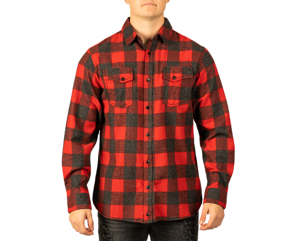 MENS L/S YD PLAID FLANNEL SNAP SHIRT - B 8219