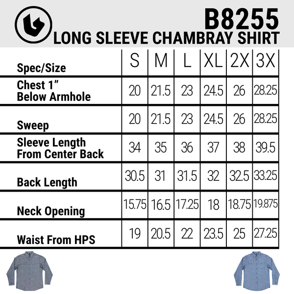 MENS LONG SLEEVE CHAMBRAY SHIRT - B8255