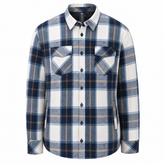 Buy navy-ecru MENS FLANNEL JACKET WITH POLY LINING - B8610