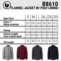 MENS FLANNEL JACKET WITH POLY LINING - B8610