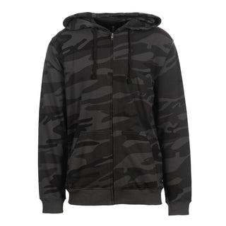 BURNSIDE MENS ENZYME WASHED FRENCH TERRY CAMO PRINT FULL ZIP HOODIE 240 GSM - B8615