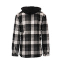 BURNSIDE MENS FLANNEL JACKET WITH SHERPA HOODIE / QUILTED POLYESTER LINING - B 8620