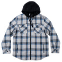 BURNSIDE MENS FLANNEL JACKET WITH SHERPA HOODIE / QUILTED POLYESTER LINING - B 8620
