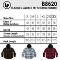 BURNSIDE MENS FLANNEL JACKET WITH SHERPA HOODIE / QUILTED POLYESTER LINING - B8620