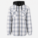 BURNSIDE MENS FLANNEL JACKET WITH SHERPA HOODIE / QUILTED POLYESTER LINING - B8620