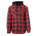 BURNSIDE MENS FLANNEL JACKET WITH SHERPA HOODIE / QUILTED POLYESTER LINING - B 8620