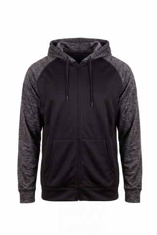 Buy black-charcoal BURNSIDE FULL ZIP PERFORMANCE RAGLAN HOODIE - B8660