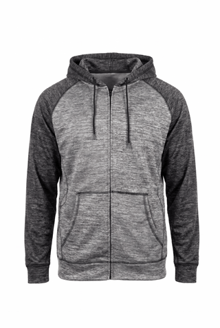 Buy h-grey-h-charcoal BURNSIDE FULL ZIP PERFORMANCE RAGLAN HOODIE - B8660