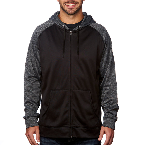BURNSIDE FULL ZIP PERFORMANCE RAGLAN HOODIE 210 GSM - B 8660