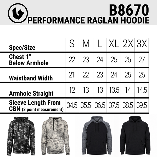 PERFORMANCE RAGLAN PULLOVER HOODIE - B8670