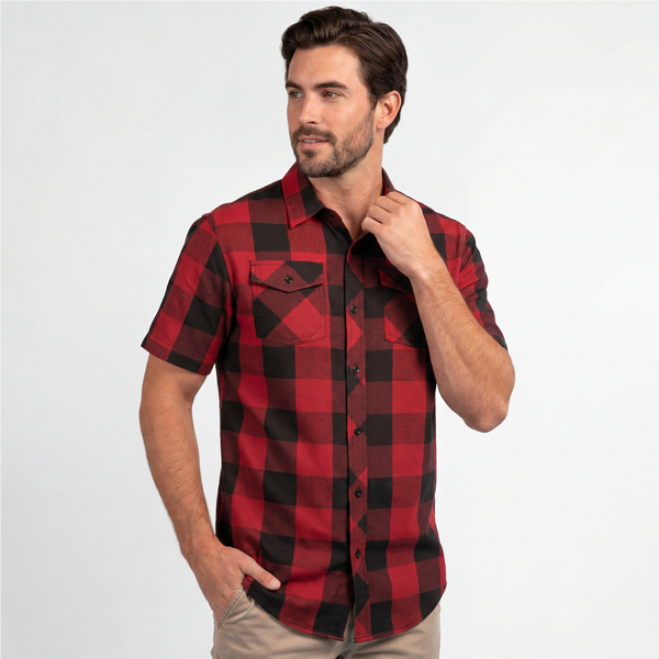 BUFFALO PLAID Y/D SHORT SLEEVE SHIRT - B9203