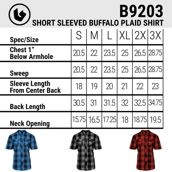 BUFFALO PLAID Y/D SHORT SLEEVE SHIRT - B9203