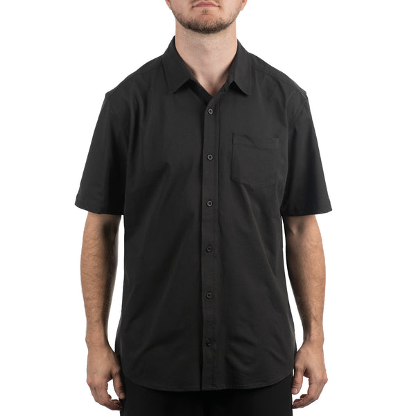 Burnside Perforated Stretch Woven Button-Up - B9217