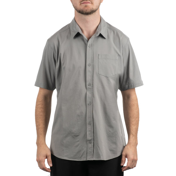 Burnside Perforated Stretch Woven Button-Up - B9217