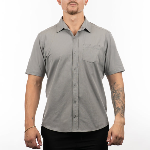 Burnside Perforated Stretch Woven Button-Up - B9217