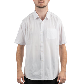 Buy white Burnside Perforated Stretch Woven Button-Up - B9217