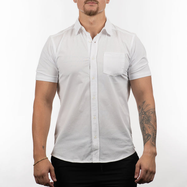 Burnside Perforated Stretch Woven Button-Up - B9217