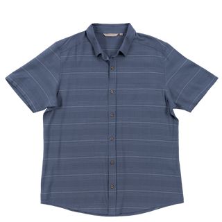 LINEN STRIPE CAMP COLLAR BUTTON UP - BU9259