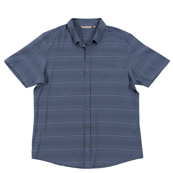LINEN STRIPE CAMP COLLAR BUTTON UP - BU9259