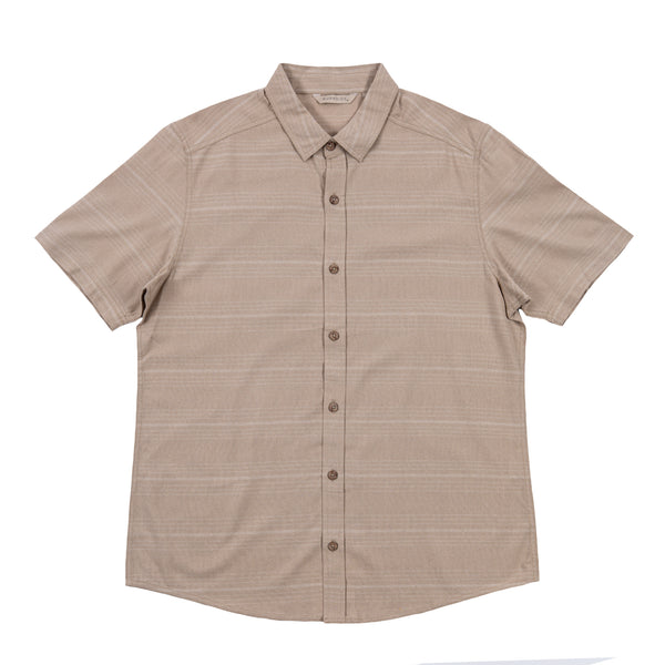 LINEN STRIPE CAMP COLLAR BUTTON UP - BU9259