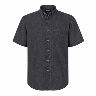 Buy black-denim MENS SHORT SLEEVE COTTON DENIM SHIRT - S6211