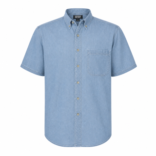 Buy light-denim MENS SHORT SLEEVE COTTON DENIM SHIRT - S6211