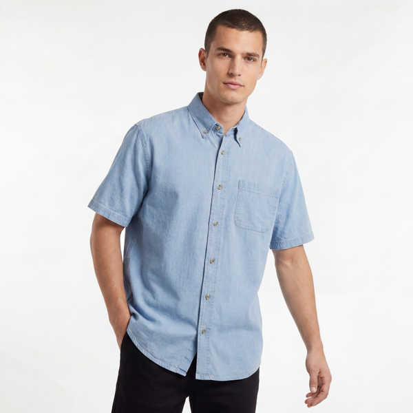 MENS SHORT SLEEVE COTTON DENIM SHIRT - S6211