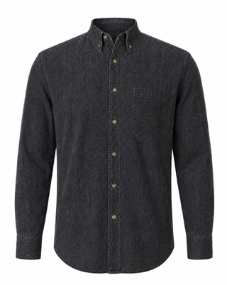 Buy black-denim MENS LONG SLEEVE COTTON DENIM SHIRT - S3211