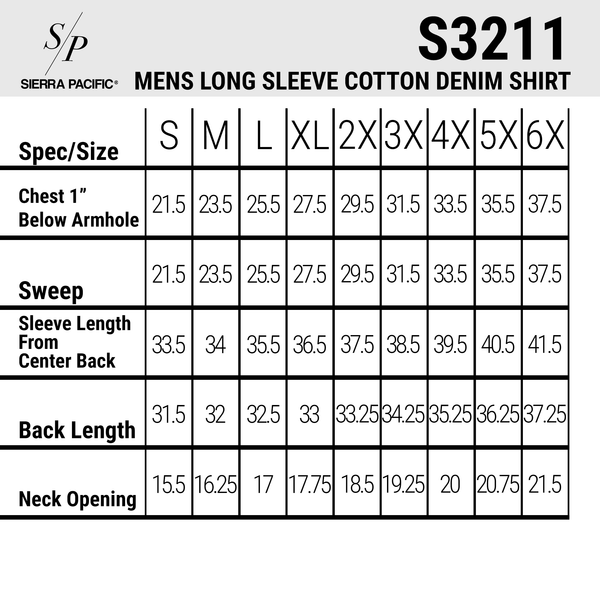 MENS LONG SLEEVE COTTON DENIM SHIRT - S3211