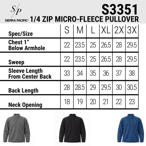 MENS 1/4 ZIP MICRO FLEECE PULLOVER - S3351