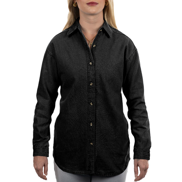 LADIES LONG SLEEVE COTTON DENIM SHIRT - S 5211