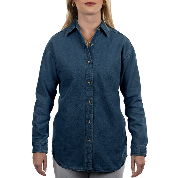 LADIES LONG SLEEVE COTTON DENIM SHIRT - S 5211