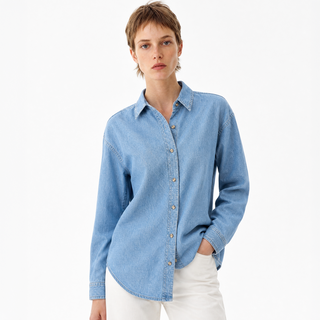 LADIES LONG SLEEVE COTTON DENIM SHIRT - S5211