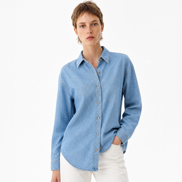LADIES LONG SLEEVE COTTON DENIM SHIRT - S5211