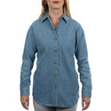 LADIES LONG SLEEVE COTTON DENIM SHIRT - S 5211