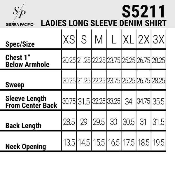 LADIES LONG SLEEVE COTTON DENIM SHIRT - S5211