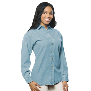 LADIES LONG SLEEVE COTTON DENIM SHIRT - S 5211