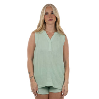 Buy mint SPLIT COAST LADIES CRINKLE TANK- TC5111