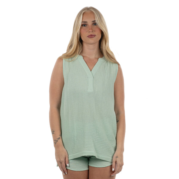 SPLIT COAST LADIES CRINKLE TANK- TC5111