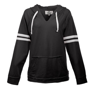 Buy washed-charcoal SPLIT COAST LADIES RAW EDGE PULLOVER- TC5139