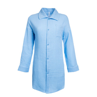 Buy light-blue LONG SLEEVE BUTTON UP COVERUP - TC5263