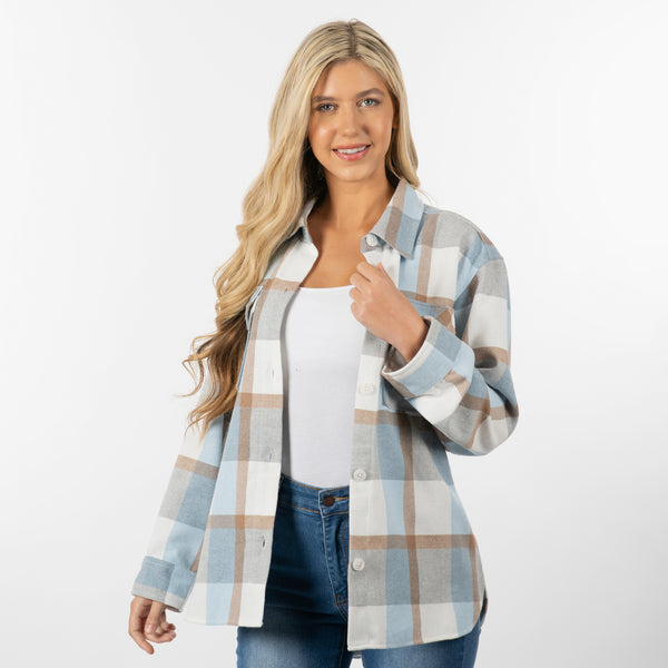 SPLIT COAST LADIES COMFY FLANNEL SHACKET - TC5640
