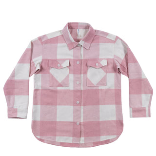 Buy pink-ecru SPLIT COAST LADIES COMFY FLANNEL SHACKET - TC5640